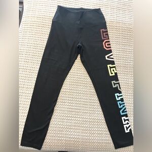 Pink Black Leggings with Colorful Love Pink Lettering